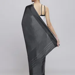 navyasa by liva Black Embroidered Saree With Unstitched Blouse image 2