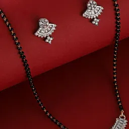 Bhagya Lakshmi Bhagya Lakshmi women's pride Traditional AD stone for women Silver-Plated Alloy Mangalsutra-picture-24