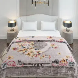 Monte Carlo Cool Grey Polyester Printed Double Bed Winter Blanket Marshal 2 Ply image 3