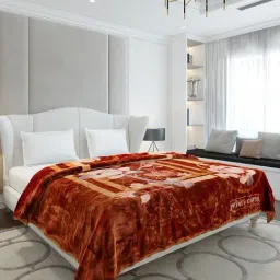 Monte Carlo Dark Brown Polyester Printed Double Bed Winter Blanket Marshal 2 Ply image 4