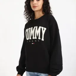 Tommy Hilfiger Black Regular Fit Logo Printed Sweatshirt image 3