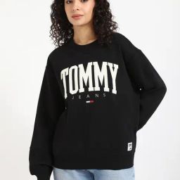 Tommy Hilfiger Black Regular Fit Logo Printed Sweatshirt-picture-24