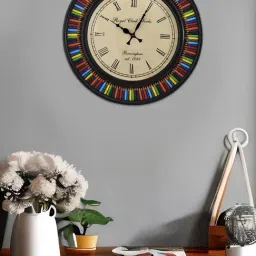 Aapno Rajasthan Pencil Multicolor Wood Wall Clock-image-38