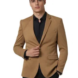 Van Heusen Brown Slim Fit Self Pattern Blazer-picture-18