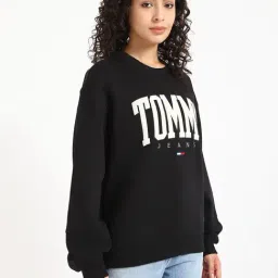 Tommy Hilfiger Black Regular Fit Logo Printed Sweatshirt image 4