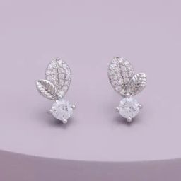 Kushal's Fashion Jewellery White Rhodium Polished Zircon Earring for Women-picture-1