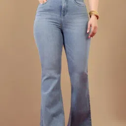 Miss Chase A+ Blue Denim Solid High Rise Jeans-picture-33