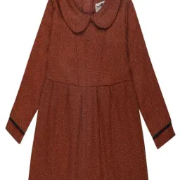 The Mom Store Girls Brown Chequered Dress-picture-18
