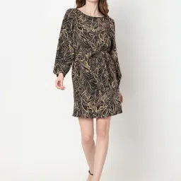 Vero Moda Black & Orange Printed A Line Dress image 5