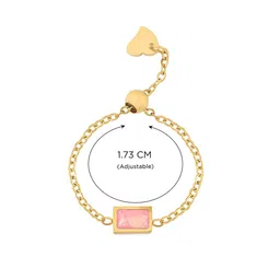 Yellow Chimes Gold-Plated Stainless Steel Stone-Studded Adjustable Finger Ring image 3