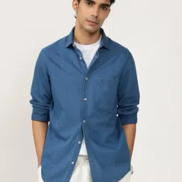 Andamen Indigo Cotton Regular Fit Shirt-picture-10