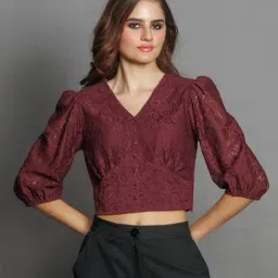 Zink London Mauve Lace Crop Top-picture-10