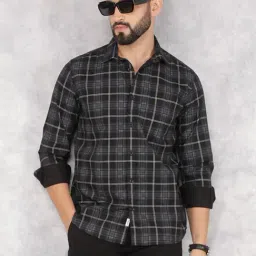 Crimsoune Club Black Cotton Slim Fit Checks Shirt-picture-16