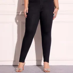 Miss Chase A+ Black Denim Solid High Rise Jeans-picture-16