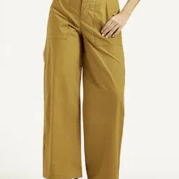 Levi's Mustard Cotton Loose Fit Trousers-image-0