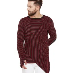 Hypernation Black & Red Striped Full Sleeves T-Shirt image 1