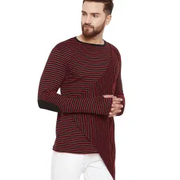 Hypernation Black & Red Striped Full Sleeves T-Shirt image 3