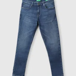 United Colors of Benetton Blue Slim Fit Distressed Jeans image 4