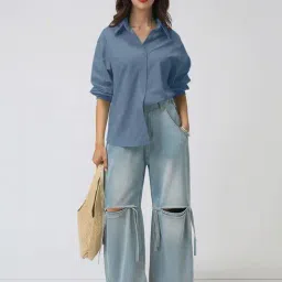 Showoffff Blue Regular Fit Shirt image 5