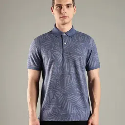 TOMMY HILFIGER Dark Blue Printed Regular Fit Cotton Polo T-Shirt-picture-25