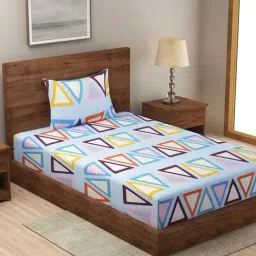 Klotthe Blue 300 TC Polycotton Single Bedsheet with Pillow Cover-picture-23