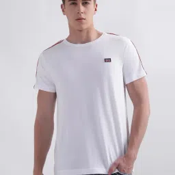 GANT White Cotton Regular Fit Striped T-Shirt-image-4