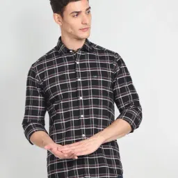 Arrow Sport Black Cotton Slim Fit Checks Shirt-picture-21