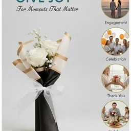 BARAKATH White 1 Pieces Rose Artificial Flower image 3