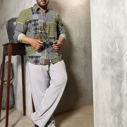 Instafab Plus Size Abstract Printed Comfort Cotton Casual Shirt image 2