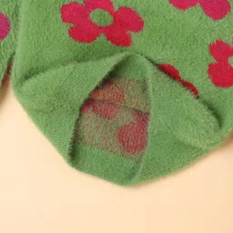 Yellow Apple Girls Floral Printed Pullover with Fuzzy Detail image 3