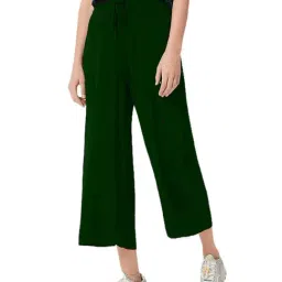 PATRORNA Dark Green Cotton Blend Regular Fit Mid Rise Capris-image-31