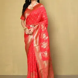 Elora Pink Silk Woven Saree With Unstitched Blouse-image-78