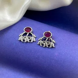 NAMAN ARTS Silver-Plated Stone Studded Oxidised Jewellery Set image 3