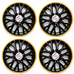 Auto Pearl gBY28 R13  33.02 cm (13 Inch) Press Type Wheel Hubcap with Retention Ring Glossy GTR Black Yellow Wheel Cover for Maruti Wagon R LXI (Set of 4) image 3