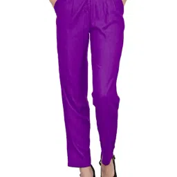 PATRORNA Purple High Rise Straight Fit Trousers-image-20