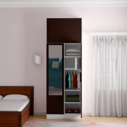 Godrej Interio Slimline Dual Dark Brown Prelaminated Particle Board and MDF Board 2 Door Almirah, 1 Year Warranty,Drawer)-picture-6