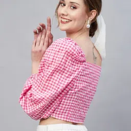 Marie Claire Pink Check Crop Top image 2