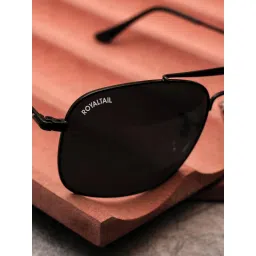 ROYALTAIL Unisex Cairo Square Black Lens Sunglasses (55) image 4