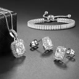 Peora Silver-Plated Cubic Zirconia Studded Jewellery Set-picture-36