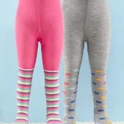 Cute Walk by Babyhug Antibacterial Striped Footed Tights Pack Of 2 - Multicolor-picture-26