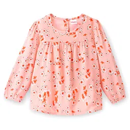 Babyhug Rayon Woven Full Sleeves Top With Floral Print - Orange-picture-19