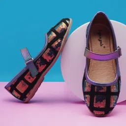 boyz n galz Sequins Embellished Metallic Velcro Closure Mary Jane Ballerinas - Multi Colour image 1