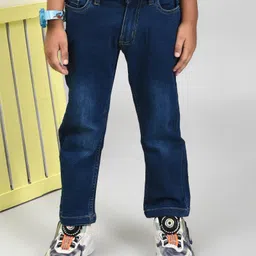 YOUMAA 100% Elastane Woven Mild Washed Stretchable Jeans - Blue-picture-24