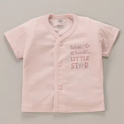 Zero Interlock Knit Half Sleeves Night Suit Little Star Print -Light Pink image 2