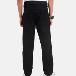 Kiddopanti Full Length Solid Stretchable Denim Jeans - Black image 3