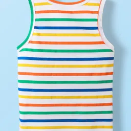 Babyhug 100% Cotton Single Jersey Knit Sleeveless Sando With Stripes - Yellow image 2