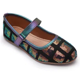 boyz n galz Sequins Embellished Metallic Velcro Closure Mary Jane Ballerinas - Multi Colour image 3