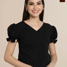 Mast & Harbour Women Pack of 2 Casual Regular Sleeves Solid Puff Sleeve Top-picture-10