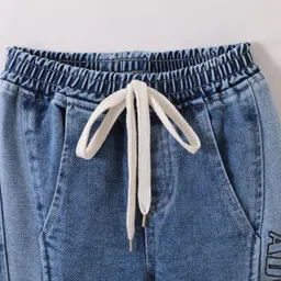 Kookie Kids Full Length Denim Jeans With Text Print - Blue image 3