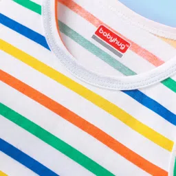 Babyhug 100% Cotton Single Jersey Knit Sleeveless Sando With Stripes - Yellow image 3